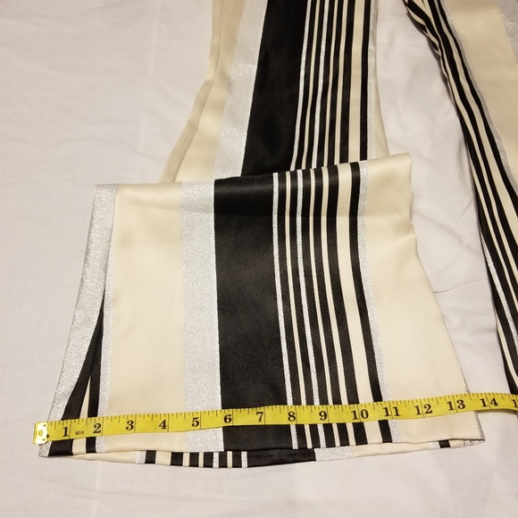 NWT Peace + Love Pants Metallic Striple Flares Women's Color Silver/Black - Picture 6 of 13